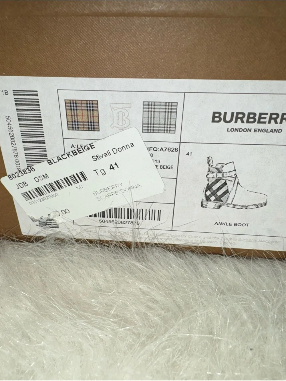 Burberry Pryle House Check and Leather Ankle Boots